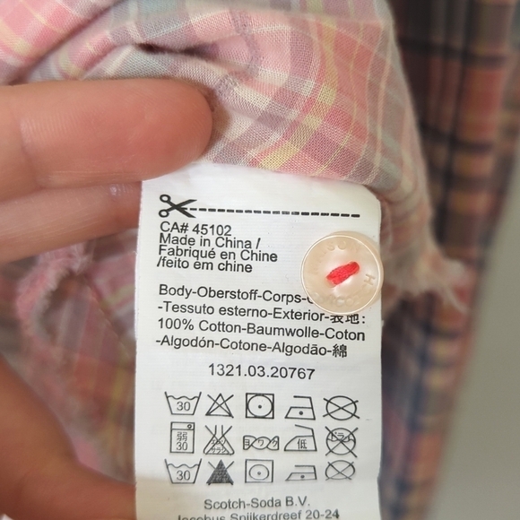 Maison Scotch Pastel Plaid Ombre Long Sleeve Button Down Shirt Blue Pink 2 - Picture 6 of 13
